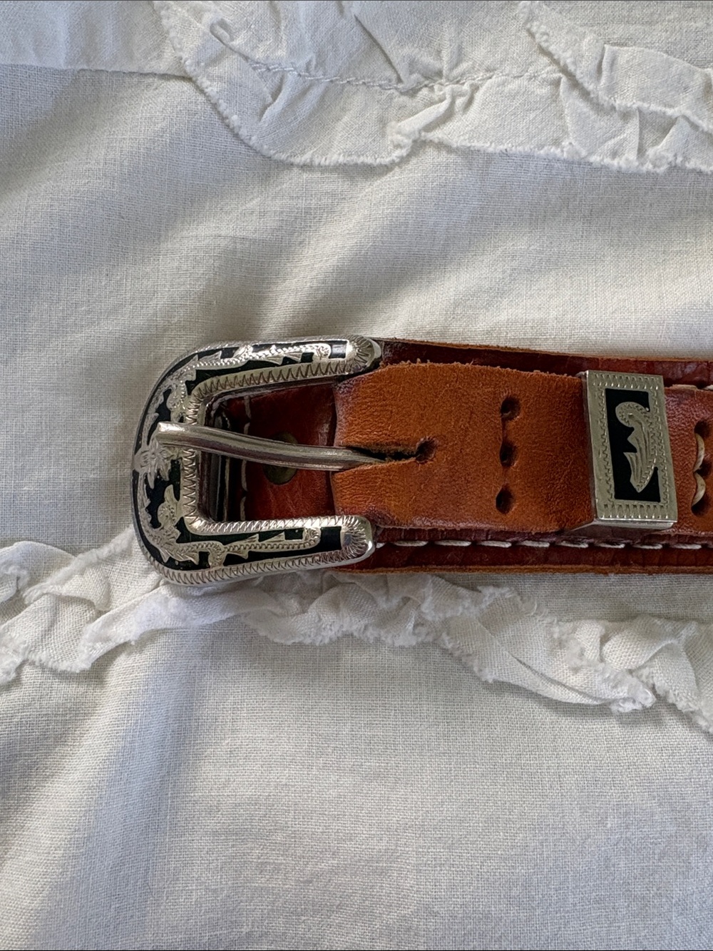 Vintage leather western style ranger belt.